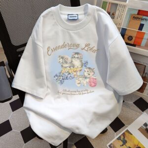 MML6852 Original print 【 21 pieces of 220g pure cotton+large size+threaded collar+wrapped shoulder 】 round neck short sleeved women