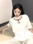 MML6844Original print 【 21 pieces of 220g pure cotton+large size+threaded collar+wrapped shoulder 】 round neck short sleeved women