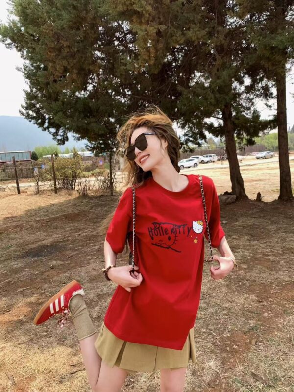 MML6833Original print [21 pieces of 220g pure cotton+large size+threaded collar+wrapped shoulder] round neck short sleeved shirt