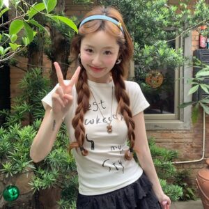 MML6854 Original print 【 21 pieces of 220g pure cotton+large size+threaded collar+wrapped shoulder 】 round neck short sleeved women