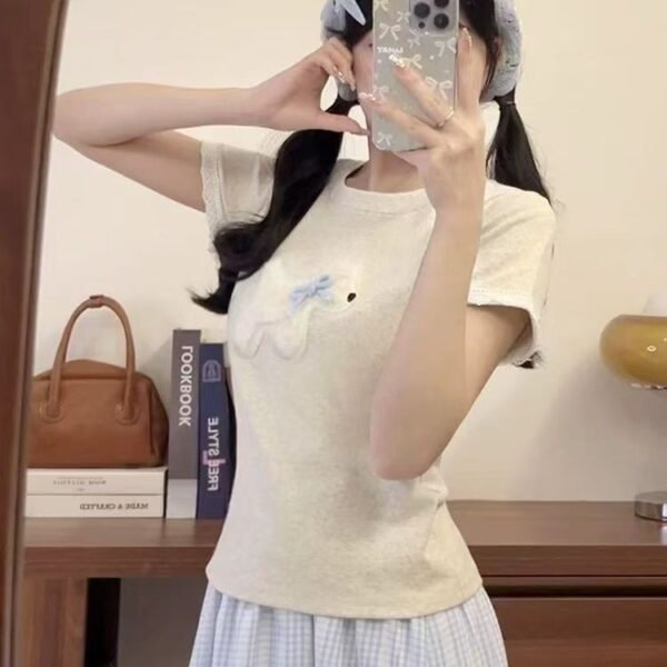 MML6841Original plush towel embroidery [40 pieces 1 * 1 fine cotton+threaded collar+wrapped shoulder] round neck short sleeved women