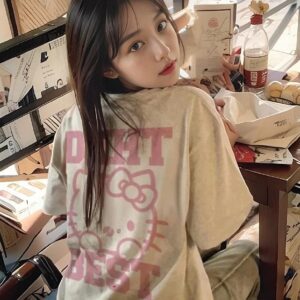 MML6845Original print 【 21 pieces of 220g pure cotton+large size+threaded collar+wrapped shoulder 】 round neck short sleeved women