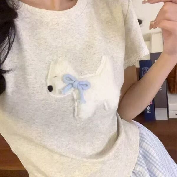 MML6841Original plush towel embroidery [40 pieces 1 * 1 fine cotton+threaded collar+wrapped shoulder] round neck short sleeved women