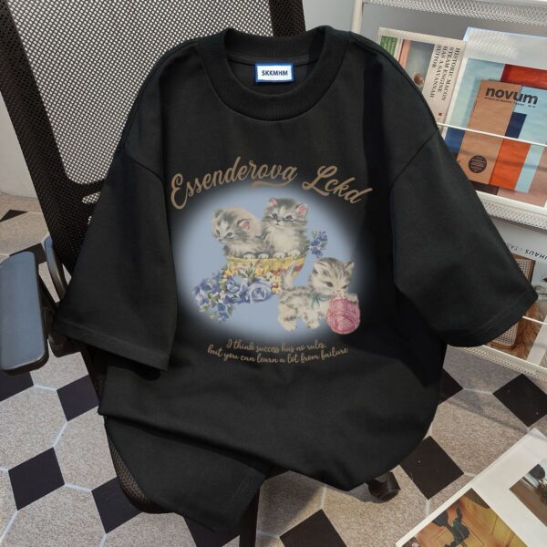 MML6852 Original print 【 21 pieces of 220g pure cotton+large size+threaded collar+wrapped shoulder 】 round neck short sleeved women