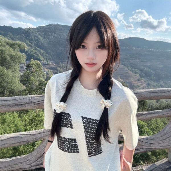 MML6859Original print 【 21 pieces of 220g pure cotton+large size+threaded collar+wrapped shoulder 】 round neck short sleeved women