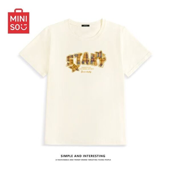 MML6830Original print [40 pieces of 1 * 1 fine cotton+threaded collar+wrapped shoulder] round neck short sleeved women's