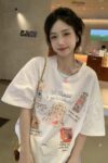 MML6851Original print 【 21 pieces of 220g pure cotton+large size+threaded collar+wrapped shoulder 】 round neck short sleeved women