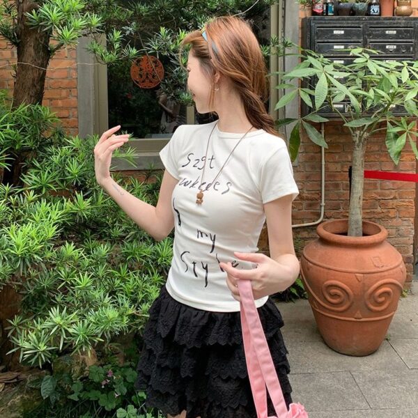 MML6854 Original print 【 21 pieces of 220g pure cotton+large size+threaded collar+wrapped shoulder 】 round neck short sleeved women
