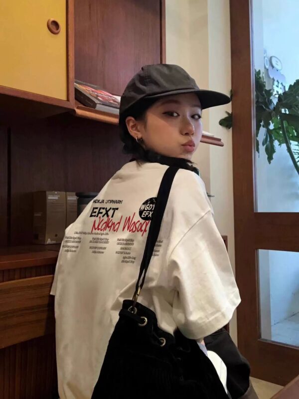 MML6860 Original print 【 21 pieces of 220g pure cotton+large size+threaded collar+wrapped shoulder 】 round neck short sleeved women