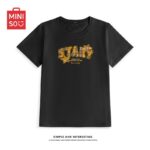 MML6830Original print [40 pieces of 1 * 1 fine cotton+threaded collar+wrapped shoulder] round neck short sleeved women's