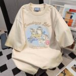 MML6852 Original print 【 21 pieces of 220g pure cotton+large size+threaded collar+wrapped shoulder 】 round neck short sleeved women