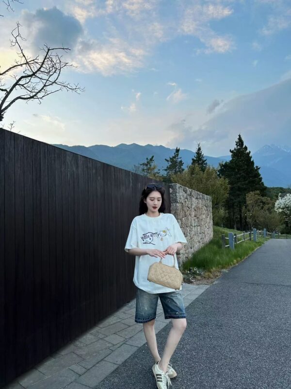 MML6833Original print [21 pieces of 220g pure cotton+large size+threaded collar+wrapped shoulder] round neck short sleeved shirt