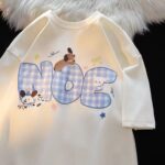 MML6840  Original workmanship with cloth embroidery [220g pure cotton+threaded collar+wrapped shoulder] round neck short sleeved women