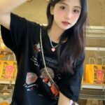 MML6851Original print 【 21 pieces of 220g pure cotton+large size+threaded collar+wrapped shoulder 】 round neck short sleeved women