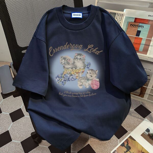 MML6852 Original print 【 21 pieces of 220g pure cotton+large size+threaded collar+wrapped shoulder 】 round neck short sleeved women