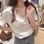 201512025 new 100% cotton, pure cotton, bamboo knot cotton pocket short sleeved T-shirt for women, loose oversized