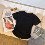 208002-12025 (92 cotton/8 spandex) 40 count 210g pure cotton foam bow design short sleeved T-shirt