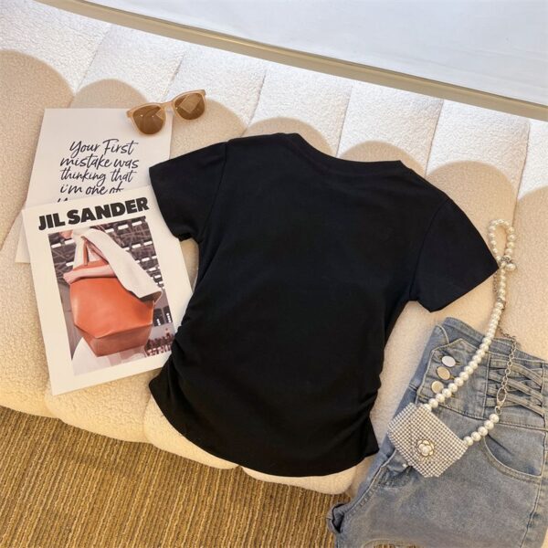 208002-12025 (92 cotton/8 spandex) 40 count 210g pure cotton foam bow design short sleeved T-shirt