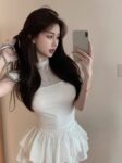 20219-32025 (92 cotton/8 spandex) 40 count 210g pure cotton spicy style short sleeved T-shirt women's splicing