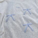 208002-12025 (92 cotton/8 spandex) 40 count 210g pure cotton foam bow design short sleeved T-shirt