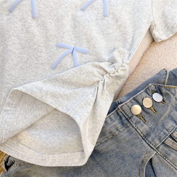 208002-12025 (92 cotton/8 spandex) 40 count 210g pure cotton foam bow design short sleeved T-shirt
