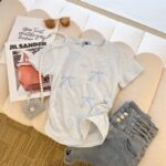208002-12025 (92 cotton/8 spandex) 40 count 210g pure cotton foam bow design short sleeved T-shirt