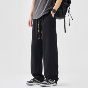 2025 Spring/Summer New Comfortable Breathable Linen Casual Pants Men's Straight Tube Loose Cotton Linen Versatile Pants