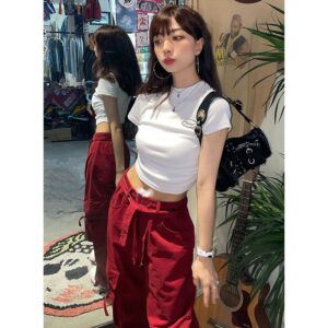 483 pantsDesign workwear pants for women, summer loose casual sports wide leg pants for women