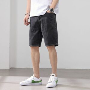 211#  2025 Men's Shorts Summer Thin Style Trendy Brand Loose and Versatile Cowboy Mid Pants Korean Edition Embroidered Trendy Pentagram Pants