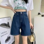 M693-22025 new denim high waisted shorts with slim design, niche women's pants, Instagram trendy new