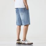1313#  Ice Oxygen Elastic Waist Drawstring Cowboy Shorts for Men Summer Thin