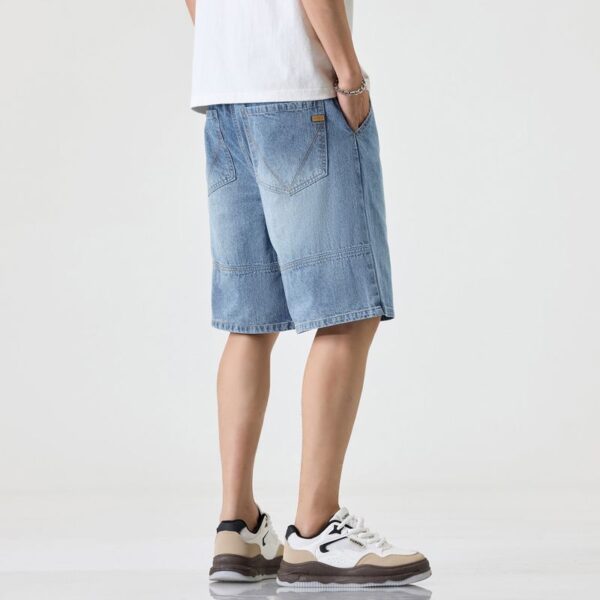 1313#  Ice Oxygen Elastic Waist Drawstring Cowboy Shorts for Men Summer Thin