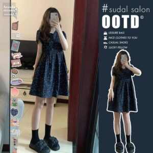 DS118 Temperament Forest style floral dress, petite, 2024 new summer women's clothing, niche design, short skirt