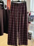 2A332Extra large 300 pound retro checkered casual pants for women in spring and autumn, loose wide leg straight leg pants, slim pants