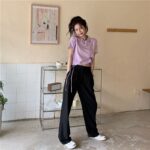 5332602025 Korean Bear Short sleeved T-shirt Women's New Summer Design Sense Short Drawstring Polo Collar