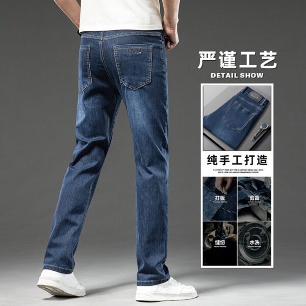 705# New (dark gray bottom - slim fit model picture) ultra-thin breathable loose straight leg business denim pants