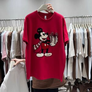2060192025 New Style -32 Double Yarn One Size Mickey Short Sleeve T-shirt for Women Winter Large Edition Medium Length