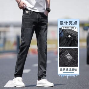 2298黑灰New picture (street photo - road view) Handsome ultra-thin tri color versatile elastic slim straight leg jeans