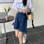 M693-22025 new denim high waisted shorts with slim design, niche women's pants, Instagram trendy new