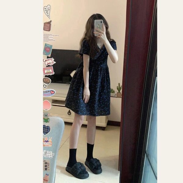 DS118 Temperament Forest style floral dress, petite, 2024 new summer women's clothing, niche design, short skirt