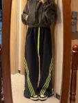 B760Grey [3D Waist Head] navy blue sweatpants with children's stripes, casual, loose, lazy, wide leg, sports floor pants