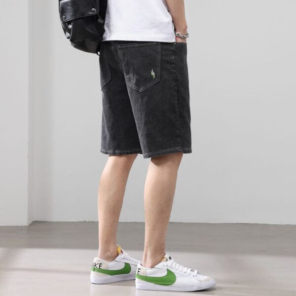 211# 2025 Men's Shorts Summer Thin Style Trendy Brand Loose and Versatile Cowboy Mid Pants Korean Edition Embroidered Trendy Pentagram Pants