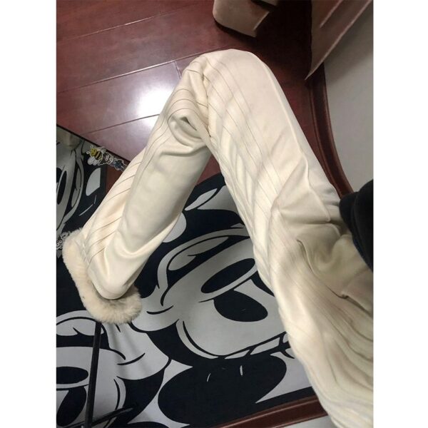 448Suede street retro casual pants for women in spring and autumn, high waisted wide leg straight leg floor pants