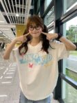 MML6825Original workmanship [220g pure cotton+large size+threaded collar+wrapped shoulder] Round neck short sleeved women's