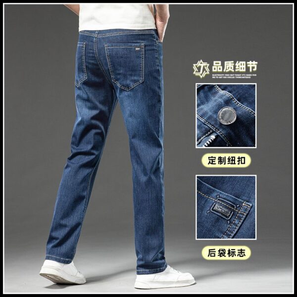 706#  New (dark gray bottom - slim fit model picture) ultra-thin breathable loose straight leg business denim pants