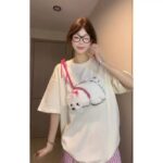MML6818Original workmanship [220g pure cotton+large size+threaded collar+wrapped shoulder] Round neck short sleeved women's