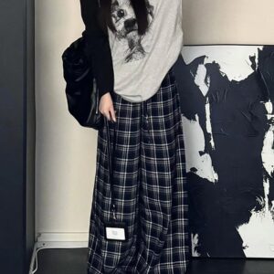 B886 2025 Blue Lace Lace Wide Leg Pants Spring and Autumn Winter New American Women's Style
