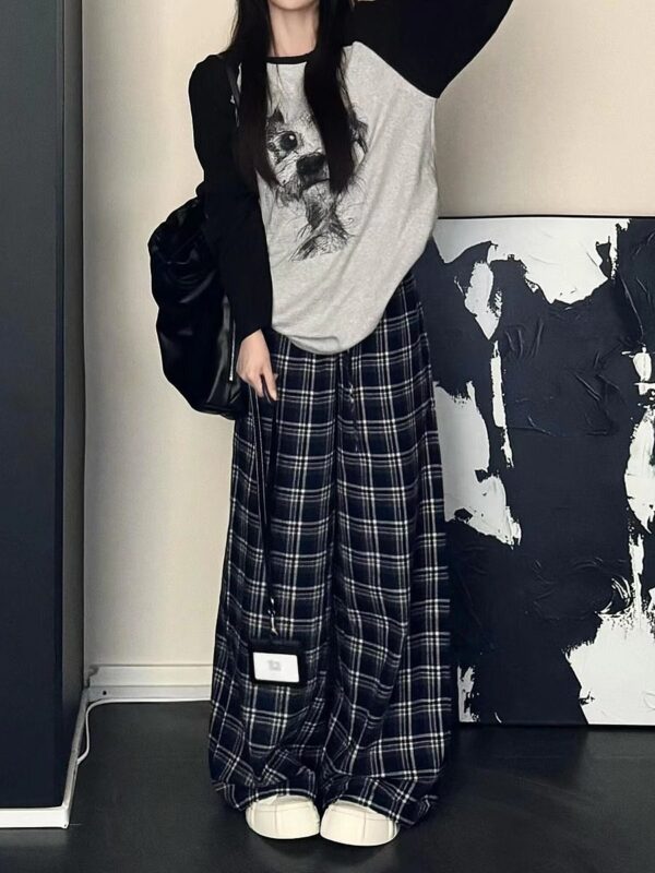 B886 2025 Blue Lace Lace Wide Leg Pants Spring and Autumn Winter New American Women's Style