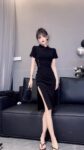 DS093Retro fashion western-style dress for women, summer high-end temperament, socialite, new Chinese style improved cheongsam dress