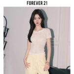 148022【 Original Bark Wrinkle 】 Caution Machine Back Hollow Strap T-shirt Women's Apricot Pure Desire Small Shirt Slim Short Sleeve Top